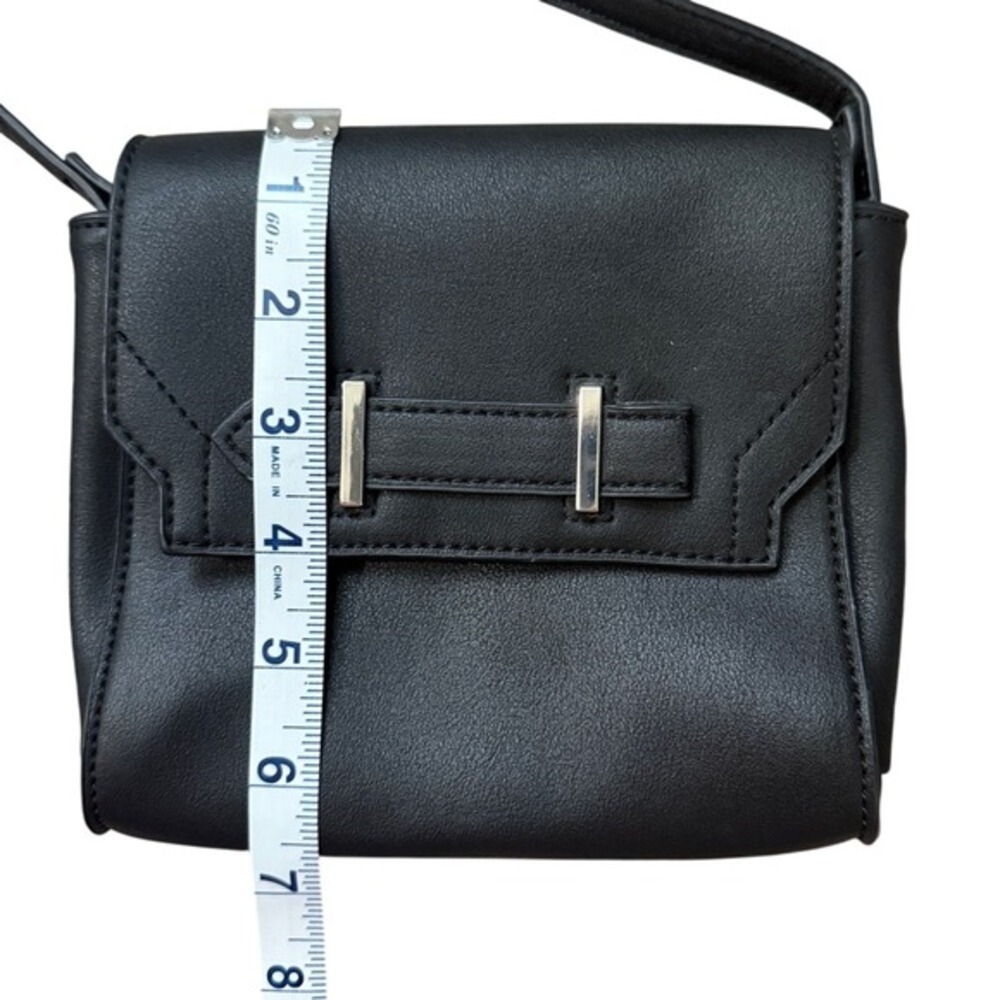 Danielle Nicole Black Vegan Leather Crossbody - Minimalist Small Square Bag - Picture 3 of 7